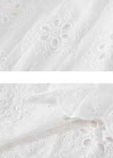 White Eyelet Embroidered Cotton Midi Skirt