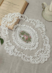 Heirloom Bloom Lace Mat|Vintage Embroidered Floral Placemat
