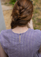 Lavender Knot Gingham Sleeveless Wrap Blouse