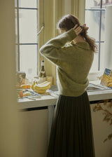 Soft Ember Mohair Deep V-Neck Sweater(2COLOR)