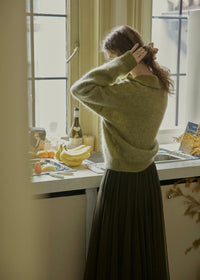 Soft Ember Mohair Deep V-Neck Sweater(2COLOR)