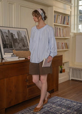 Soft Tale Pintuck Blouse | Romantic Round Neck Cotton Shirt(2COLOR)