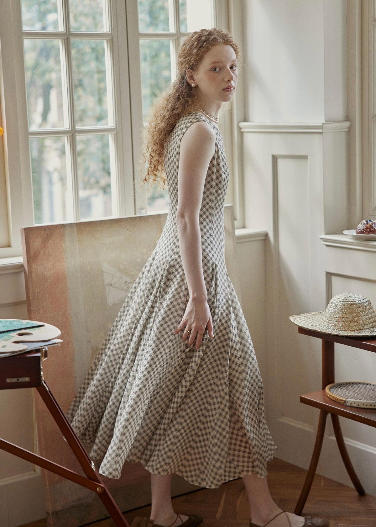 Countryside Gingham Seersucker Sleeveless Ballet Dress