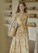 Golden Lily Lace Tie Flare Long Dress
