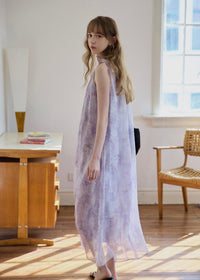 Lilac Veil Flowing Halter Maxi Dress