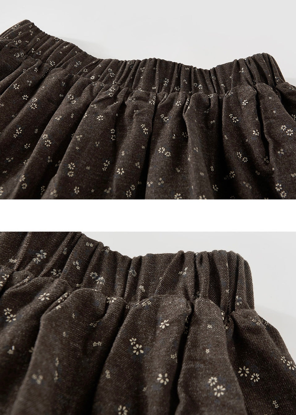 Brown Floral Tiered A-Line Long Skirt