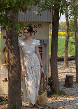 Blooming Ruffle Garden Dress | Vintage Floral Sleeveless Cotton Maxi