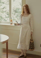 Blanche Embroidered Vintage Lace Maxi Dress
