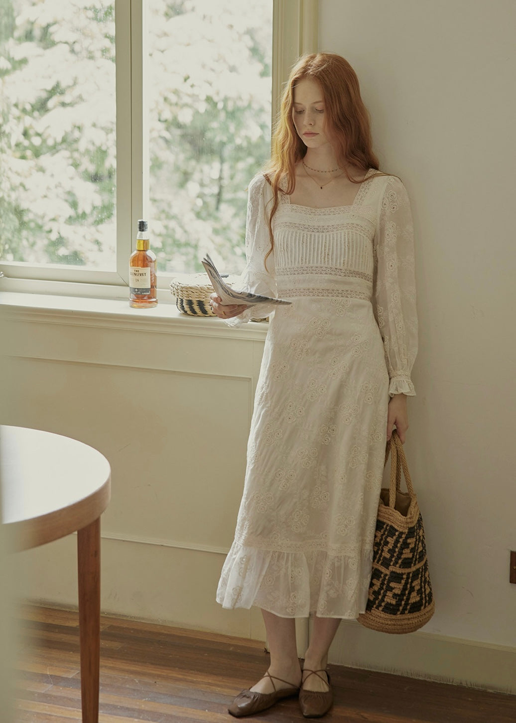 Blanche Embroidered Vintage Lace Maxi Dress