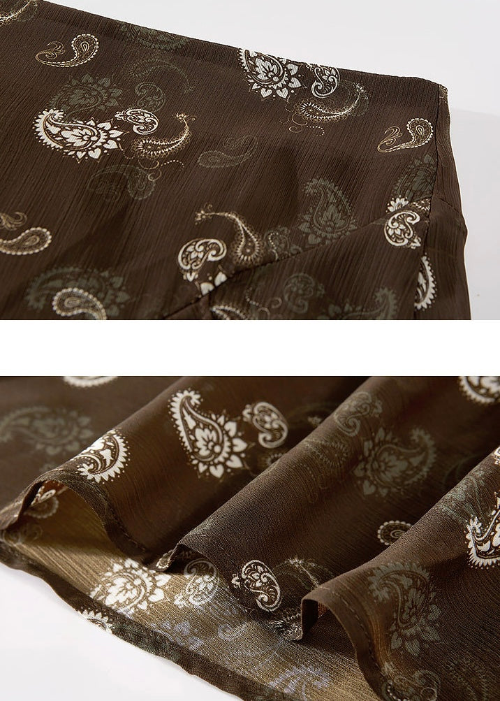 Velour Paisley Asymmetrical Midi Skirt(2COLOR)