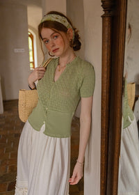 April Lace Knit Blouse | Romantic White Crochet Cotton Cardigan Top(2COLOR)