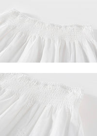 White Eyelet Embroidered Cotton Midi Skirt