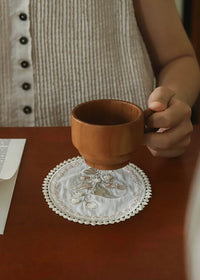 Lily Flower Silk Embroidered Coaster