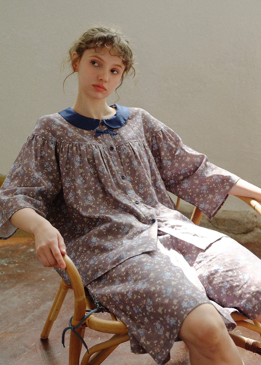 Moonmist Floral Cotton Gauze Peter Pan Pajama Set