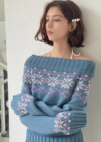 Nordic Fair Isle Off-Shoulder Knit Top