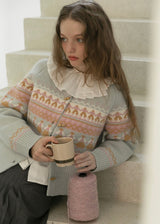 Pastel Nordic Fair Isle Vintage Sweater Cardigan