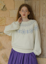 Snowfall Nordic Fair Isle Fuzzy Knit Sweater(2COLOR)