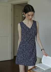 Midnight Daisy Mini Dress | Vintage Navy Floral Sleeveless Dress