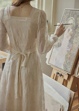 Blanche Embroidered Vintage Lace Maxi Dress