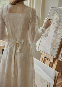 Blanche Embroidered Vintage Lace Maxi Dress