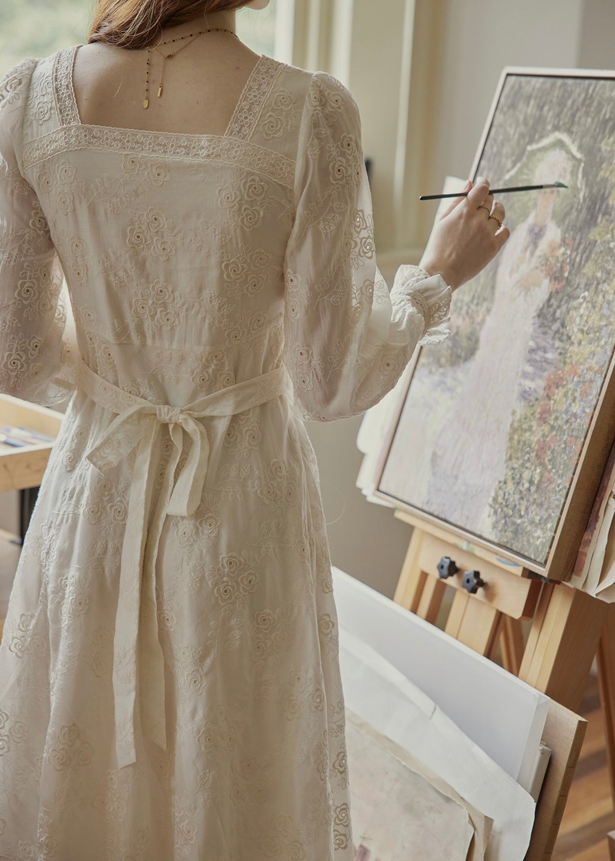Blanche Embroidered Vintage Lace Maxi Dress