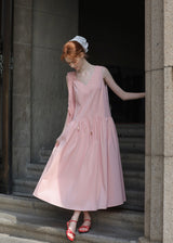 Summer Petal Cotton Dress | Light Pink Sleeveless Dress