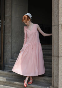Summer Petal Cotton Dress | Light Pink Sleeveless Dress