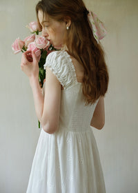 Élise Broderie White Dress | Romantic Lace Cotton Maxi Dress