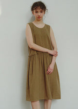 Muted Earth Reverie Cotton Sleeveless Nightdress