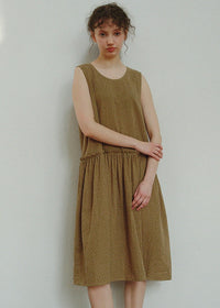 Muted Earth Reverie Cotton Sleeveless Nightdress