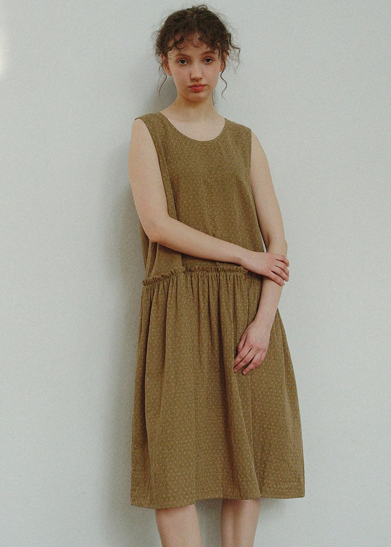 Muted Earth Reverie Cotton Sleeveless Nightdress