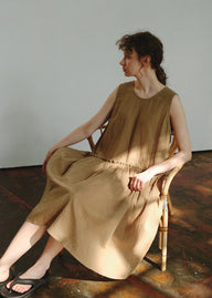 Muted Earth Reverie Cotton Sleeveless Nightdress