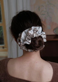 Vintage Ivory Bloom Floral Scrunchie