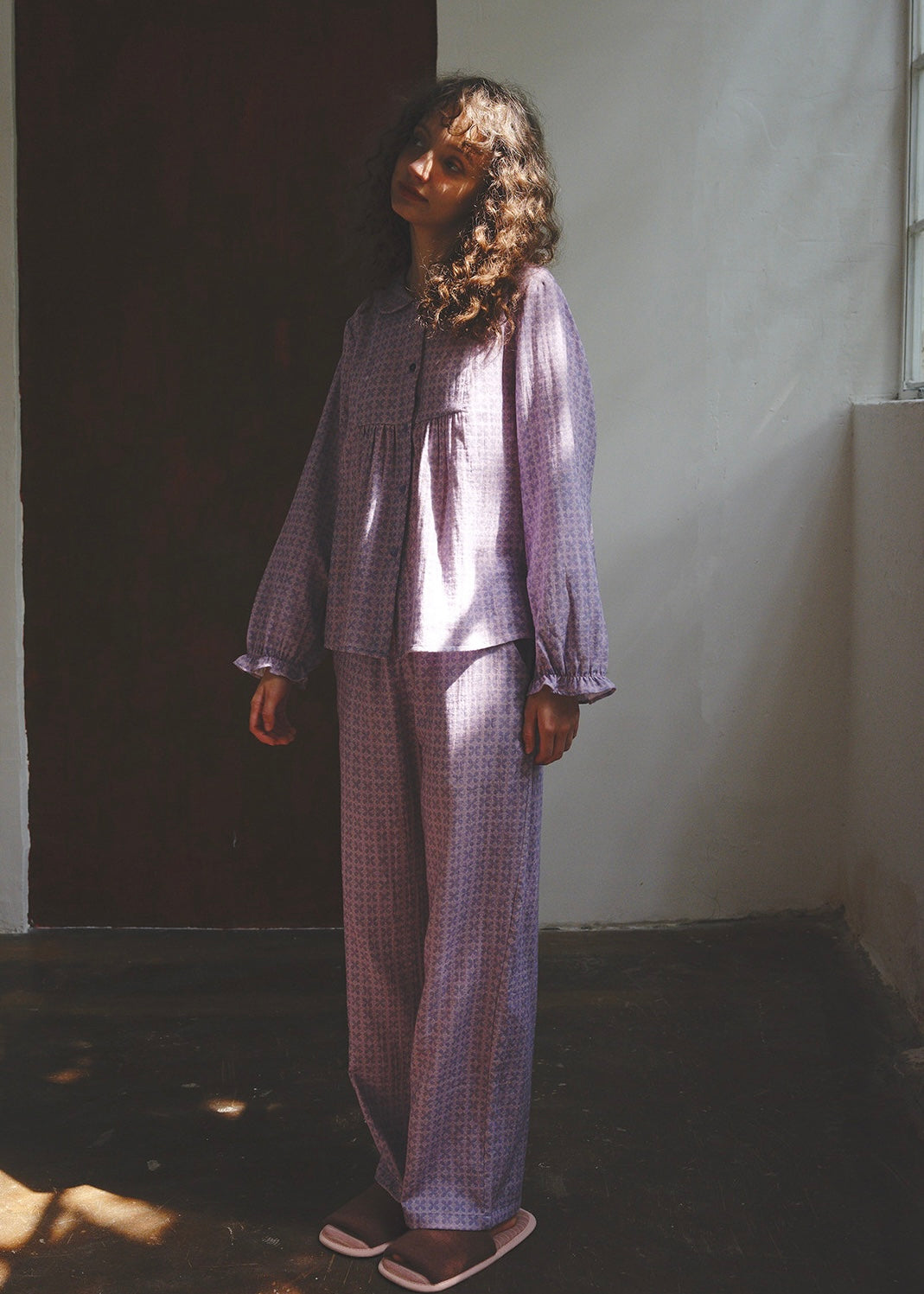 Lavender Clover Cotton Gauze long-sleeve Pajama Set