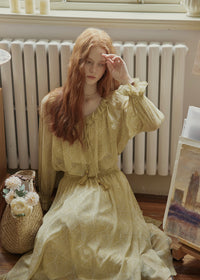 Aurélie Oil Painting Waist Tie Maxi Dress