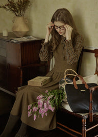 Olive Library Layered Check Dress