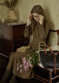 Olive Library Layered Check Dress