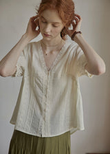 Soft Letter Blouse | Vintage Lace V-Neck Top