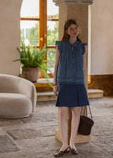 Blueberry Ruffle Gingham Blouse | Vintage Sleeveless Summer Top