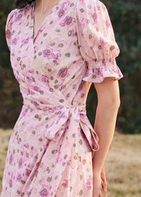 Amélie Rose Garden Wrap Dress | Romantic Pink Floral Dress