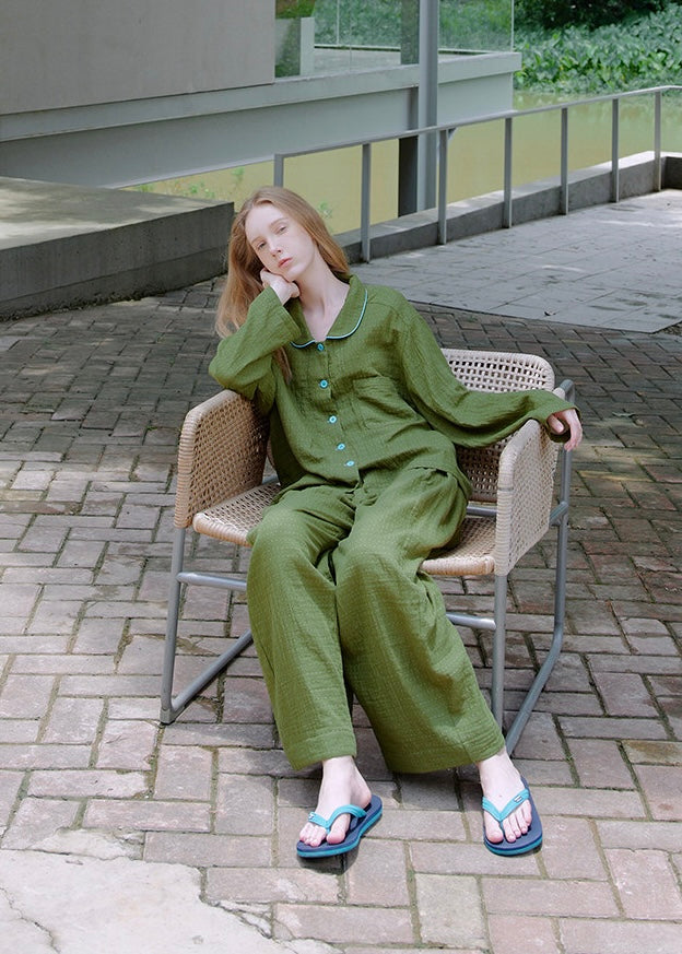 Moss Reverie Cotton Pajama Set