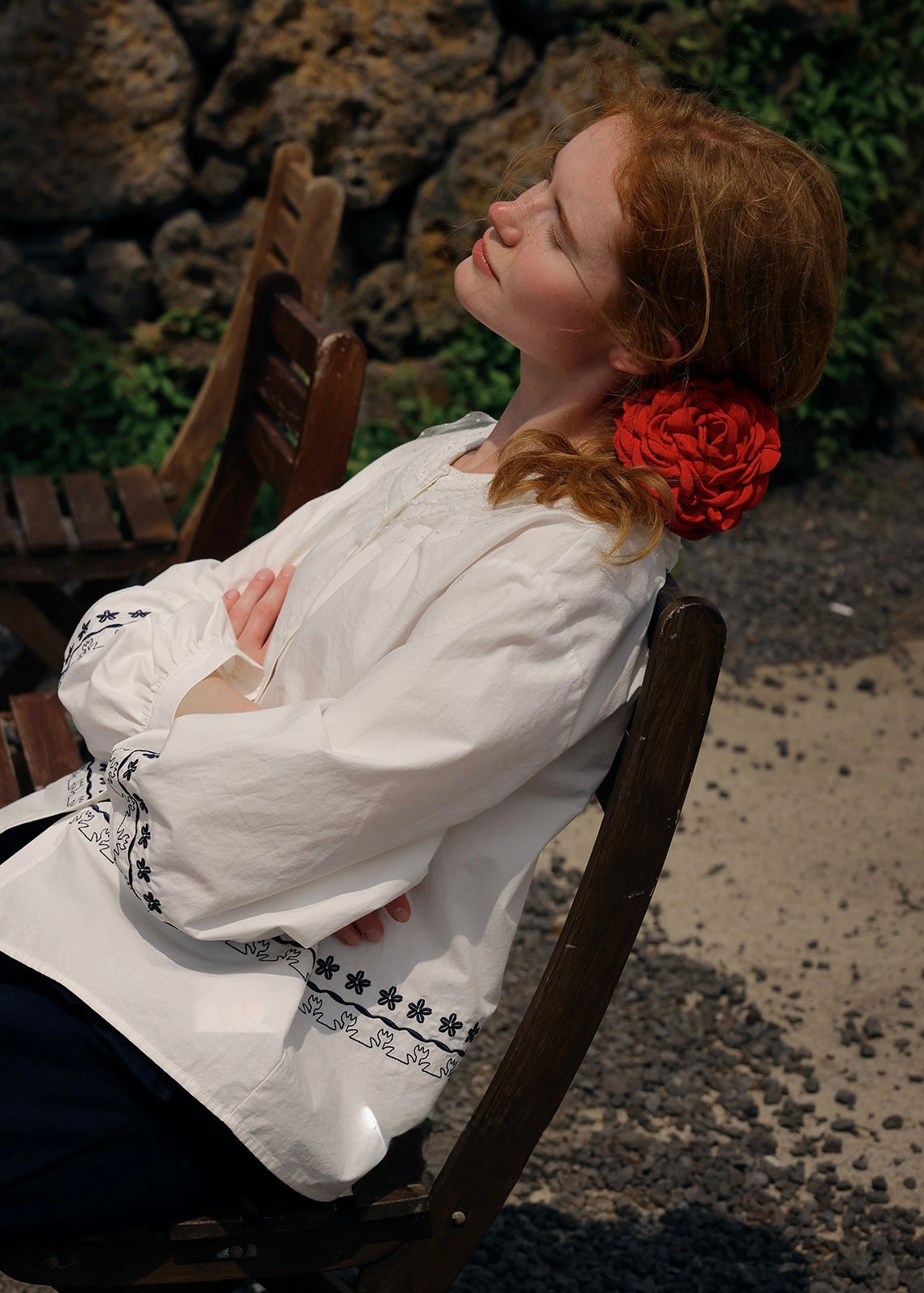The Sunday Letter Embroidered Vintage Cotton Blouse