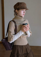 Old Memory Vintage Cable Wool Turtleneck Sweater