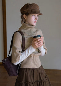 Old Memory Vintage Cable Wool Turtleneck Sweater