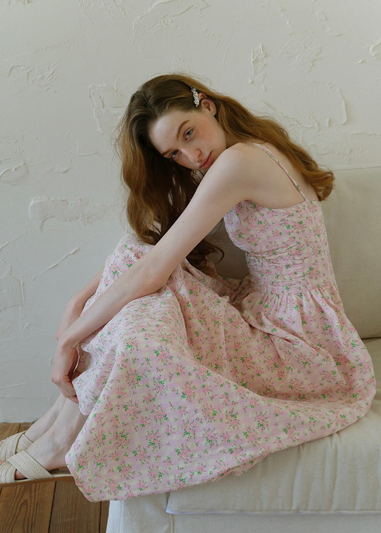 Rosée du Matin Dress | Soft Pink Floral Summer Slip Dress