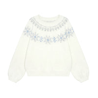 Snowfall Nordic Fair Isle Fuzzy Knit Sweater(2COLOR)