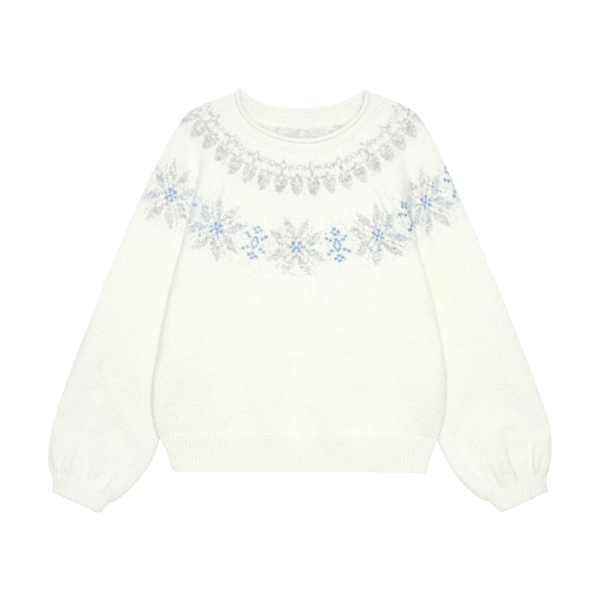Snowfall Nordic Fair Isle Fuzzy Knit Sweater(2COLOR)