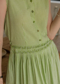 Garden Rhythm Smocked Waist Sleeveless Dress(2COLOR)