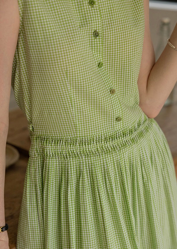 Garden Rhythm Smocked Waist Sleeveless Dress(2COLOR)