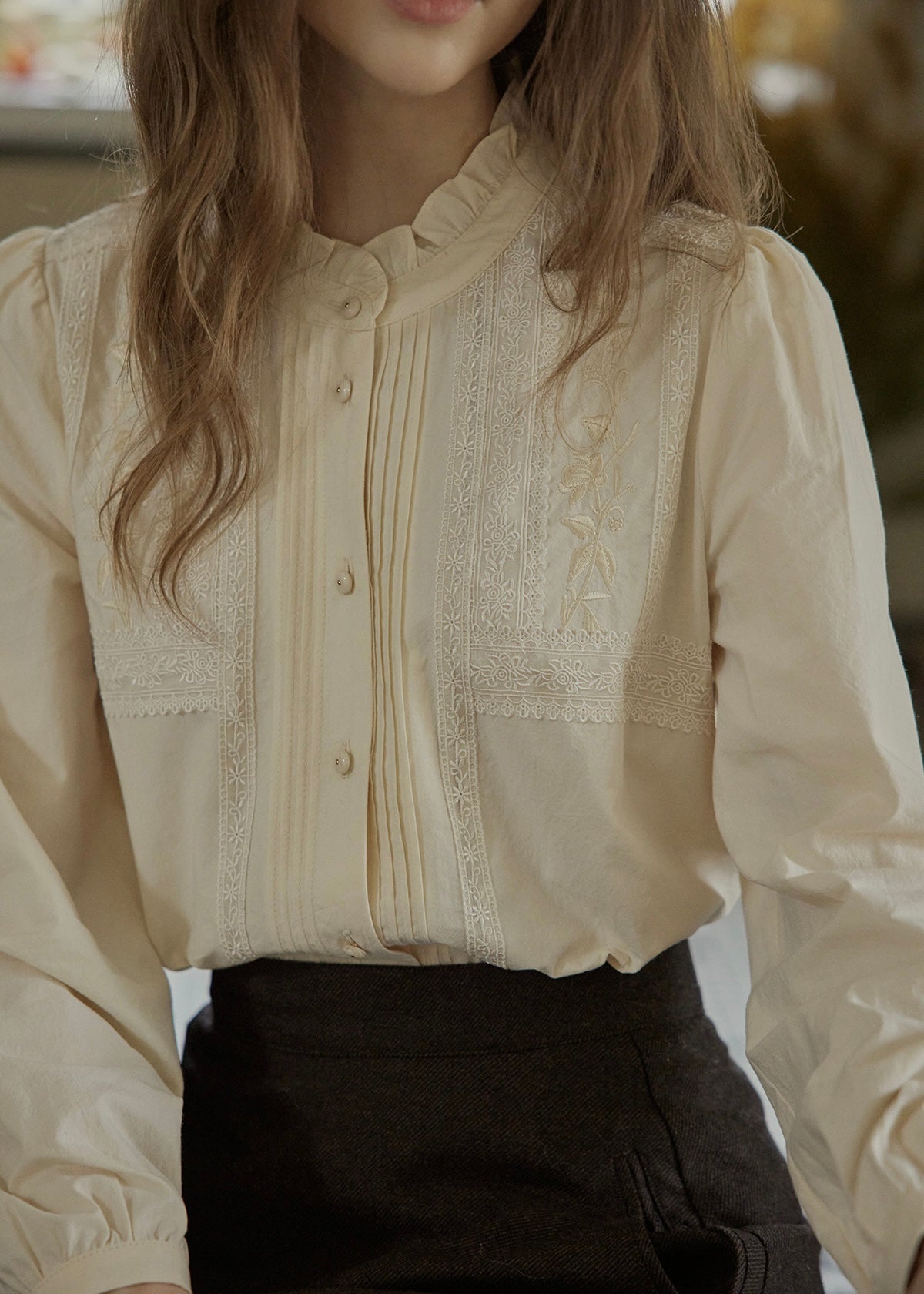 Ivory Lace Garden Embroidered Blouse